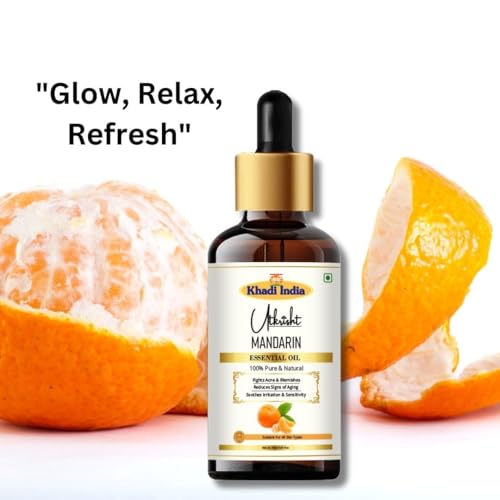 Image of Khadi Mandarin Essential Oil 15ml | Pure and Natural | For Skin, Face, Hair, Relaxation, Massage, Aromatherapy | Suitable for All Skin Types | Easy to Blend with Carrier Oils | Men & Women