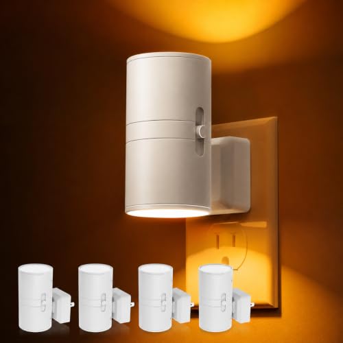 Image of L LOHAS LED Night Light Plug in, Amber, Yellow, Dimmable, 4 Pack