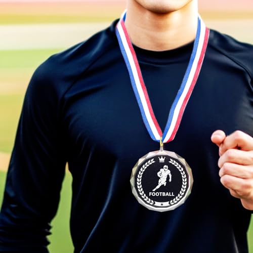 12 Pieces Crystal Award Medals Football Baseball Soccer Basketball Winner Medals, Crystal Medals with Neck Ribbons, Winner Gift Prize Award Medals for Kids Tournaments Match Sports Competition Teams by Gxiietem - Image 6