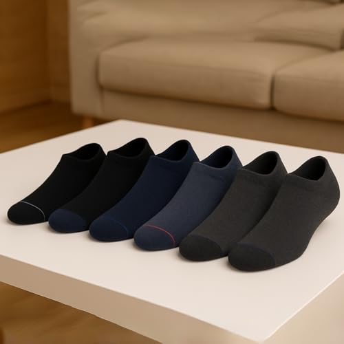Image of 6 Pairs Cotton Ankle Length Socks for Men & Women | Combed Cotton Stylish Striped Net Designed with Extra Soft Ankle Length | Suitable for all Season | Multicolor | Free Size | Pack of 6 Pairs