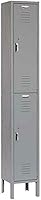 Global Industrial Double Tier Metal Locker 12x18x78 Gray, Heavy-Duty 2-Door Storage, Ready to Assemble