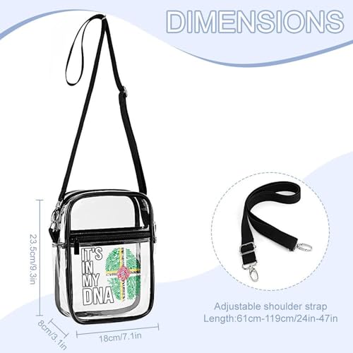 It's In My DNA Dominica Flag Clear Crossbody Bag Stadium Bag Adjustable Side Shoulder Bags Messenger Bag with 2 Compartments2