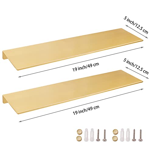 Veefos 19.7 Inch Gold Floating Shelves, 2 Sets Bathroom Shelves Organizer Wall Mounted, Metal Wall Shelf Makeup Organizer Storage Shelf Display Picture Ledge Wall Decor For Living Room Kitchen #TOP2