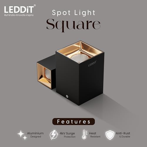 Image of 15W Warm White Square Surface Cylindrical Shape Indoor Ceiling Mounted Spot Light COB Down Light with Aluminium Body - Rose Gold Pack of 15 (with 2 Years Warranty)