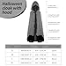Schwarzer Umhang mit Kapuze,160 cm Halloween Umhang Geister Kostüm Erwachsene Halloween Sensenmann Herren Darth Vader Geist Cape Outfit Damen Mantel für Cosplay Karneval Kapuzenumhang