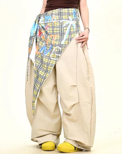 Y2k Unisex Vintage Colorful Graffiti Plaid Wrap Grunge Oversize Cargo Pants Hiphop Casual Boyfriend Wide Leg Trousers3