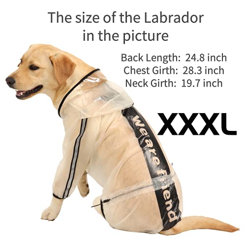 Olsa Dog Raincoat, Dog Hooded Slicker Poncho, 4 Legs Dog Rain Jacket With Reflective Stripe, Transparent Water Proof Resistant Dog Rain Snow Clothes For Small Medium Large Dogs #TOP4