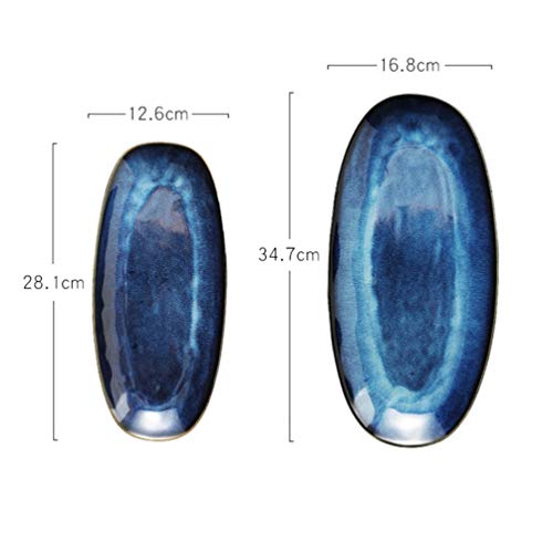 Cabilock Ceramic Sushi Plate Japanese Style Oval Sushi Platter Porcelain Serving Trays For Home Kitchen #TOP5