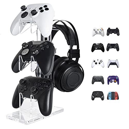 herommy Controller-Ständer - Universal-3-Tier-Controller-Ständer Und Headset-Ständer | 3-Schicht-Acryl-Controller-Halter Spielzubehör | Universelle Controller-Halterung Für Gamepad-Zubehör Cover
