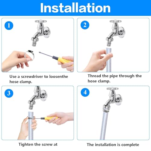 YelaJoy 30PCS Hose Clips Set, Adjustable 6-51mm Range Clamps 304 Stainless Steel, Screws Pipe Clamps Clips Assortment for Hose Pipe Tube, 6-12/10-16/13-19/14-27/27-51mm