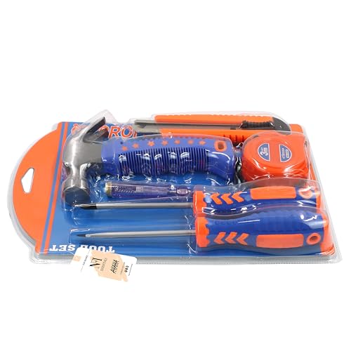 Image of NFI essentials 6 Pcs. Basic Hand Tools Kit for Household DIY & Emergency Repair Compact & Portable Set of Measuring Tape,Hammer,Screwdriver,Cutter,Tester