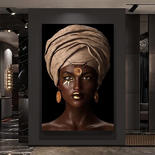 Lienzo de mujer negra africana para decoracion de salas de estar de estilo etnico
