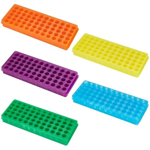 OLYCRAFT 5PCS Polypropylene Microcentrifuge Tube Rack, Double Panel 60-Well Centrifuge Test Tube Holder for Chemistry Laboratory - Assorted Colors Cover