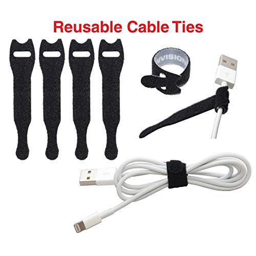 Organizador de cables para escritorio, con base pesada, sin olor desagradable, incluye 4 ataduras reutilizables para cables (negro) miniatura 5