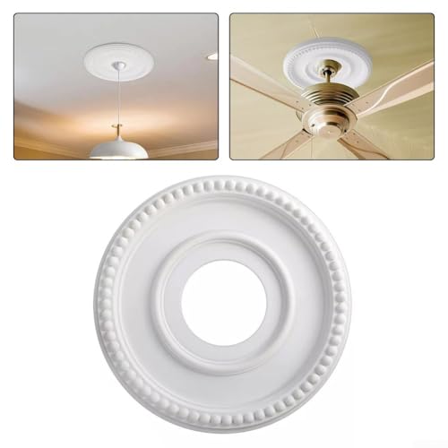 ZAMETTER Deckenrosen 31,5cm Decken Rose Polystyrol Beleuchtung Decke Medaillon PU europäischer Stil Lichtplatte Deckenventilator Lampenschirm runde Dekoration