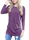 Yincro Women's Casual Long Sleeve Tunic Tops Fall Tshirt Blouses (Purple, L)