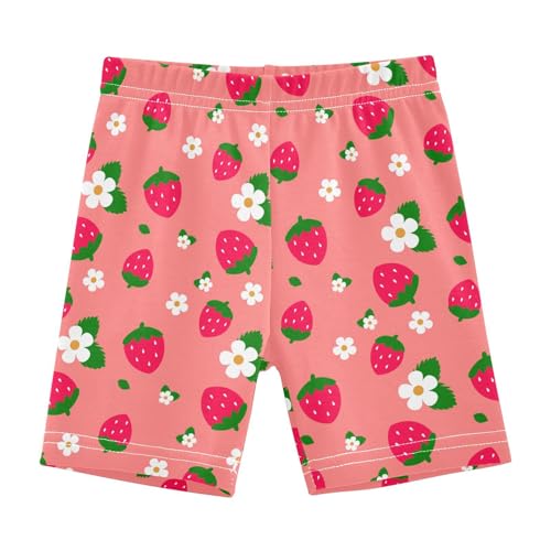 JHKKU Girls Strawberry Shorts Cotton Cartwheel Bike Kids Biker Under Dress Dance Short Girl Clothes 4T