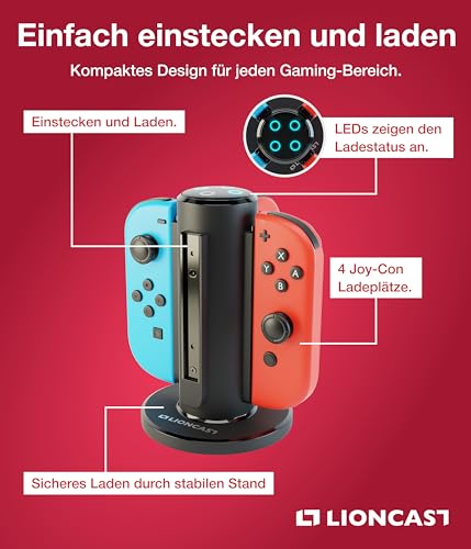 Nintendo Switch Controller Ladestation von Lioncast für Joy-Con Controller
