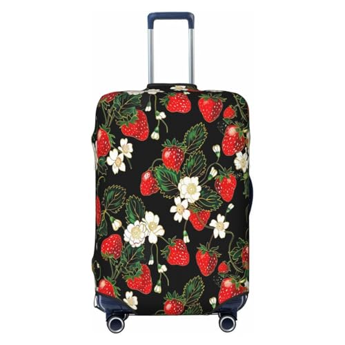 Strawberry White Flower Travel Luggage Cover Elastic Suitcase Covers Washable Anti Scratch Luggage Dust Covers Protector, Fits 29-32 inch Luggage, XL