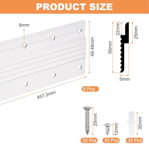 Image of uxcell French Cleat Picture Hanger 18 Inch, 1 Set Aluminum Z Clip Interlocking Wall Mounting Bracket Mirror Hanging Hardware Frame Hanger Silver Tone