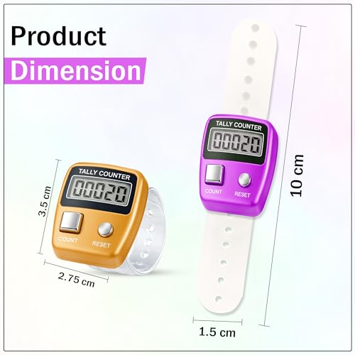 Image of GLUN Pack of 2 Finger Student Present Counting Device, 5-Digit Counting LCD Display, Ring Electronic Digital Finger Counter for Children Counter & Various Counting Use (Random Colour)