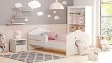 KOBI Fala Kinderbett mit Rausfallschutz | 140 x 70 cm | Kinderbetten mit Matratze Komplett Set | Einzelbett Kinder Bett...