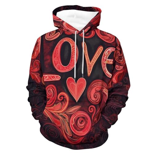 Sweat à capuche Amour Rouge noir taille S confortable pour homme et femme
