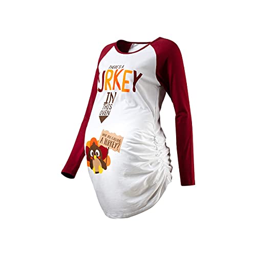 Detigee Women'S Thanksgiving Pregnancy Shirt Turkey Costume Maternity Long Sleeves Top  thumb #4