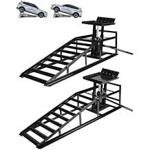 Heavy-Duty Hydraulic Car Ramps - 5T Load Capacity with Anti-Slip Triangular Plate and Ring Chain Bolt, Adjustable 9.3-14 Inch Height