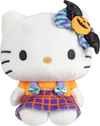 Jazwares Hello Kitty® and Friends, 8-Inch Hello Kitty Halloween Plush with an Striped Bat Bow - Officially Licensed Sanrio® Product from Ages 6+