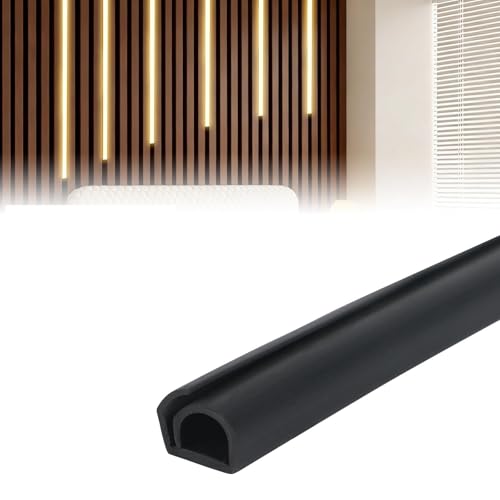 Kabelkanal für Akustikpaneele, 12mm×12mm Flexibel Kabelabdeckung Selbstklebend zum Kabel Verstecken Kabelschutz Kabelmanagement für Studio Home Office (Schwarz, 5M)