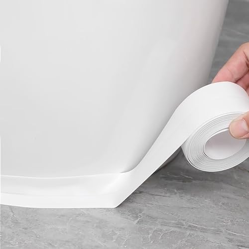 Image of Toilet Caulk Sealant Tape, White Caulk Tape Waterproof Self Adhesive, Bathtub Caulk Sealing Strip Tape for Bathroom Caulking Tape Shower Caulk, 1.5IN-10.5FT