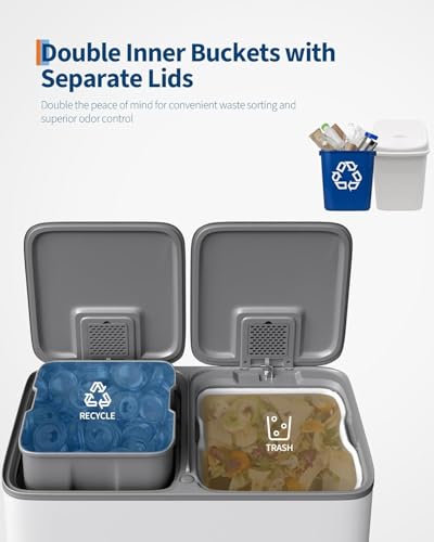 Caneca de basura de cocina rectangular con compartimentos duales 40 litros miniatura 5