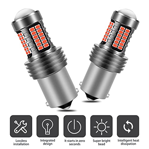 Neynavy 2 Pcs 9-30V Super Bright Low Power 1157 2357 2057 7528 Bay15D Led Bulbs With Projector, 54Smd Led Bulb Replacement For Car Brake Tail Turn Signal Blinker Lights Bulbs (Brilliant Red) #TOP3