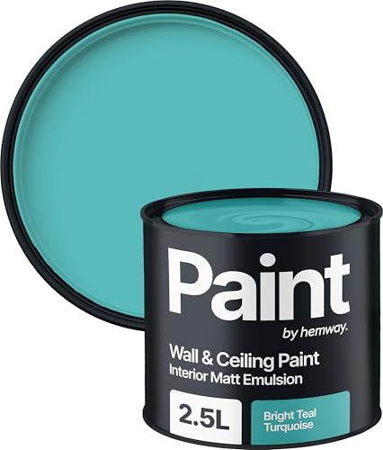 Hemway Interior Wall Paint 2.5L/ 2.6 quart Bright Teal Turquoise