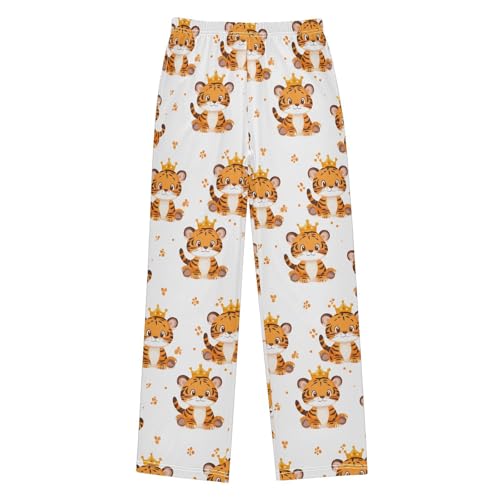 Pajama Pants Cute Tigers with Crown PJ Bottoms Sleepwear Lounge Sleep Pant with Pockets