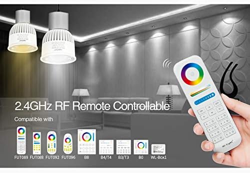 LIGHTEU®, Milight Miboxer 4X 6W GU10 RGB+CCT LED Spotlight Color Changing and CCT WW CW Temperature Adjustable, Original Mi-Light, Bulb with a 8-Zone Remote (4X FUT106+FUT092)