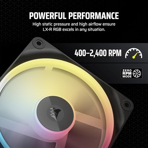 CORSAIR iCUE Link LX120-R RGB 120mm PWM Reverse Fans – Triple Fan Kit – Low-Noise, Magnetic Dome Bearing, Dual Light Loops, CORSAIR QuikTurn Screws, Zero RPM Mode – Black by Corsair - Image 6