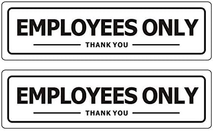 Employees Only Sign - Office Door Signs for Business Store Wall - Aluminum Metal with Strong Self Adhesive (Pack of 2, Silver 7×2 inches) (Style-04)