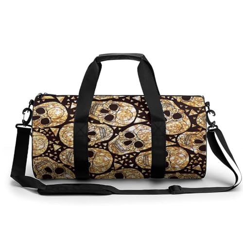 Sac de sport crâne d'or 45cm duffel bag élégant pour gym et voyage