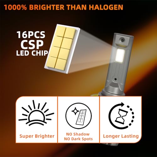 9005 Light Bulbs Combo with Turbo Cooling Fan, 80000LM 900% Brighter 6500K Cool White, 9005/HB3 Hi-Beam H11/H9/H8 Lo-Beam Halogen Replacement, IP68 Waterproof, Pack of 4 — view 6