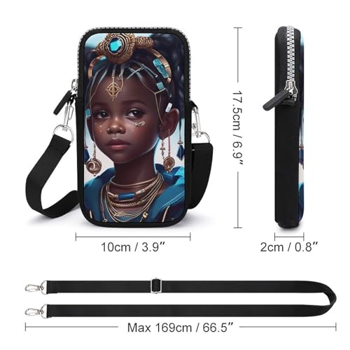 Supdreamc Passport, Credit Card Casual Cell Phone Neck Travel Wallet - Anti-Theft Waterproof Multifunctional Document Organizer Afro Women African American Black Girl Art Wristlet Convertible Bag2