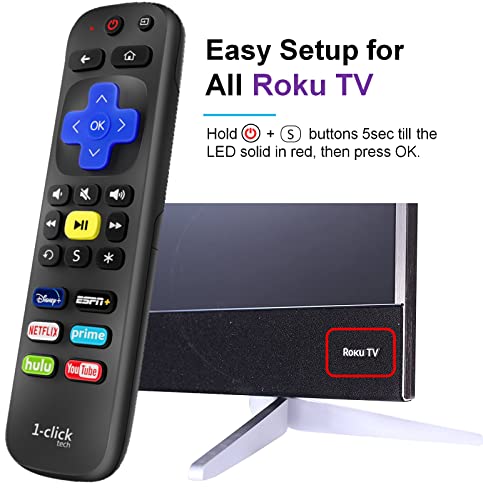 1-Clicktech Remote For Roku Tv And Roku Box [2-In-1 W/Tv Power+Volume] Compatible For Roku Express/+, Roku Ultra, Premiere, 4/3/2/1 [Not For Roku Stick] #TOP4