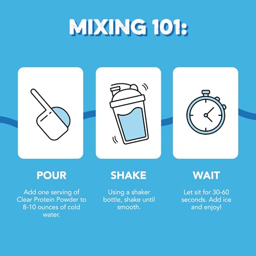 Image of Clean Simple Eats Clear Protein Drinks, 20g Grass Fed Whey Protein Isolate, Ultra Filtered, Light & Refreshing Beverage, Low Lactose, Blue Bahama Flavor, 20 Servings