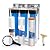 Aquaboon Whole House 3 Stage Water Filter System - 5 Micron Iron&Manganese, Activated Carbon, Sediment Filters for Well Water - 20x4.5 Water Filter Housing w/Wrench, Frame & Pressure Gauge & Release