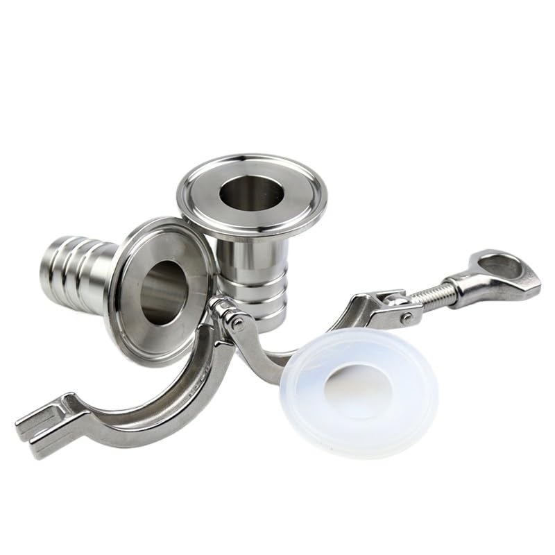 Produktbild von Edelstahl SS304 Schlauchtülle – OD 16 Mm, Tri-Clamp 50,5 Mm, Mit Silikon-Dichtung – Für Hygienische Rohrverbindungen
