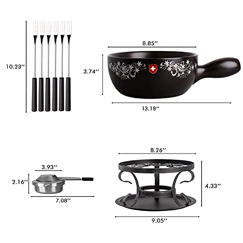 image for Artestia 2.11-Quart Ceramic Fondue Pot Set Cheese Chocolate Melting Po