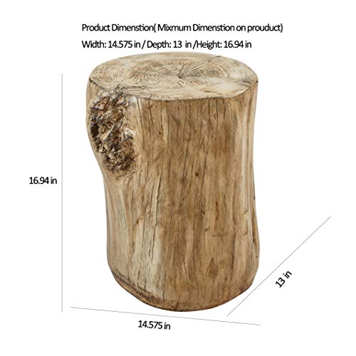 Ball & Cast Faux Wood Tree Stump Stool Mgo Accent Side End Table Concrete Garden Stool, 16.94''H, Natural #TOP2