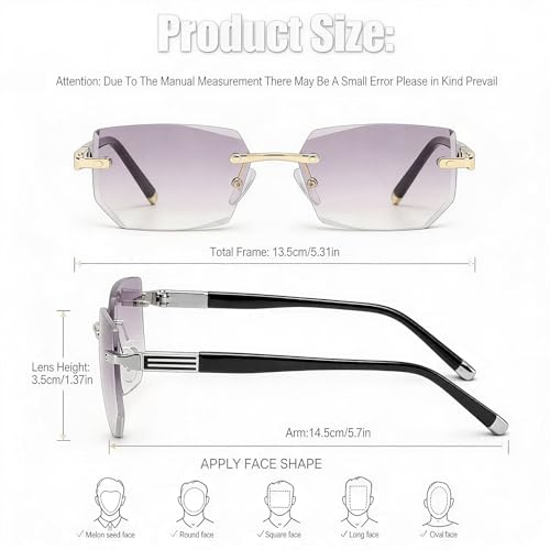 2Pcs Auto Focus Glasses Self Adjusting, Automatic Zoom ReadingGlasses with Anti Bluelight Lens, Suitable for Men & Women (Gold & Silver)