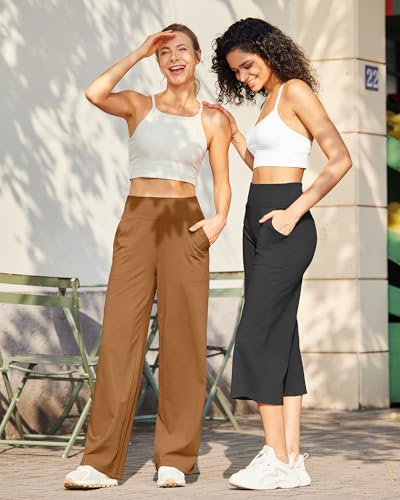 Image of G4Free EverGoing Yoga Pants Women Wide Leg Pants with Pockets High Waist Stretch Dress Casual Sweatpants Petite /Regular /Tall
